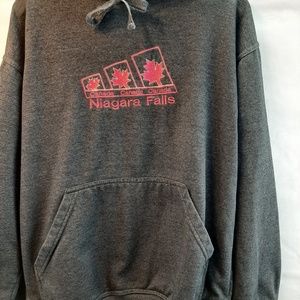GRAY HOODIE WITH EMBROIDERED CANADA  NIAGARA FALLS